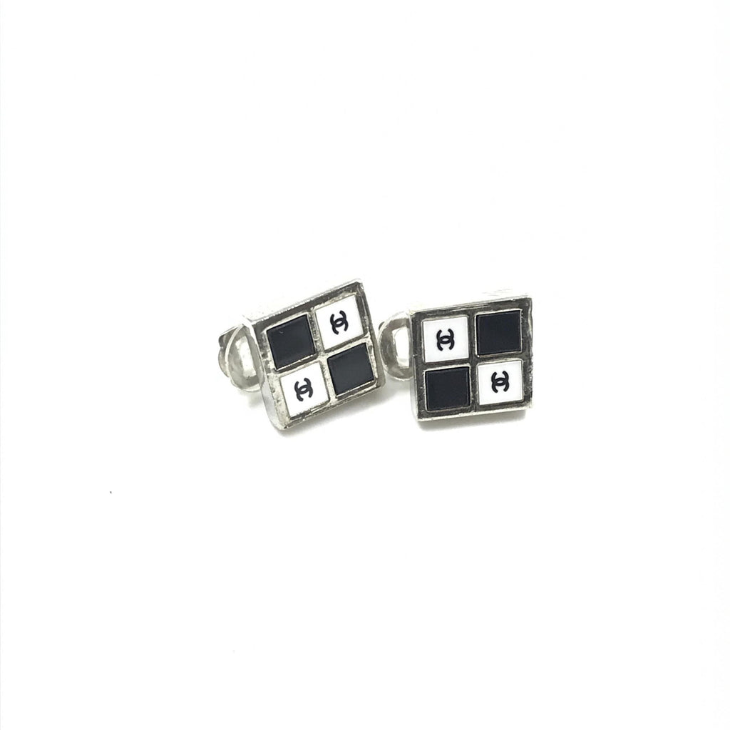 Coco Mark Earrings Black/White/Silver