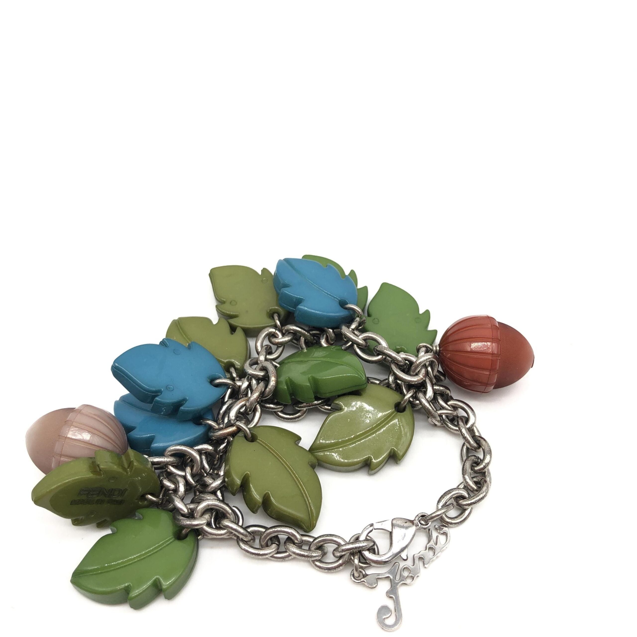 Colorful Leaf And Acorn Charm Bracelet