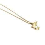 Dolphin Motif Rhinestone Gold Plated Necklace