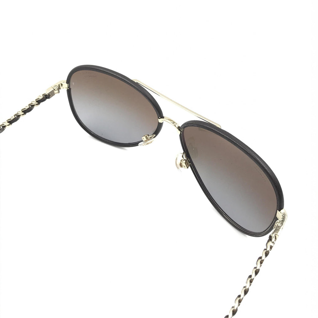 Gold And Black Polarized Aviator Sunglasses