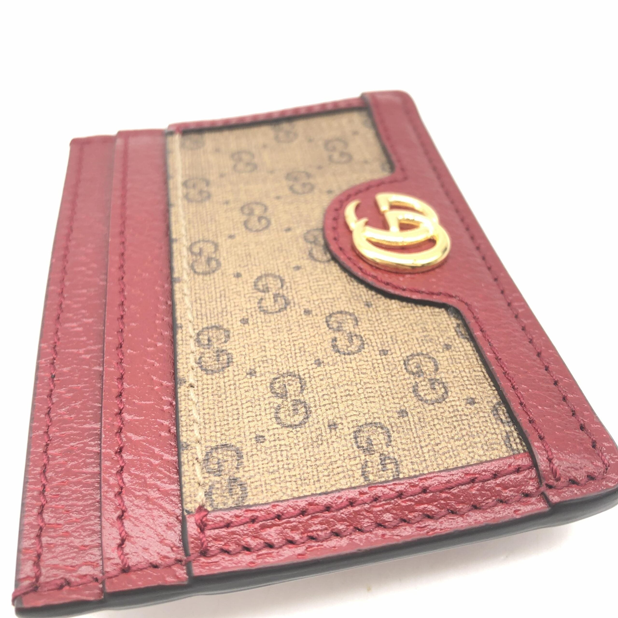 GG Supreme Card Case In Burgundy