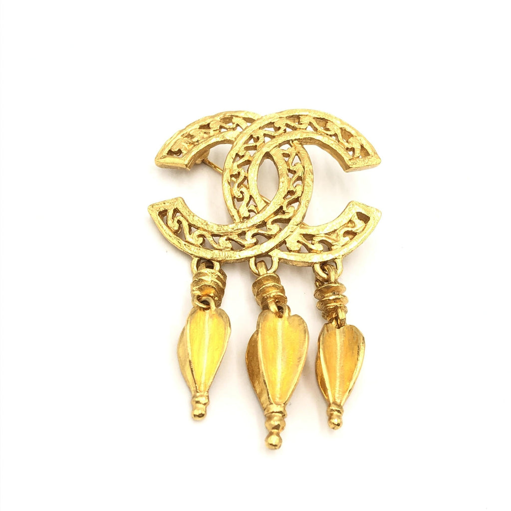 Gold Plated CC Logo Brooch
