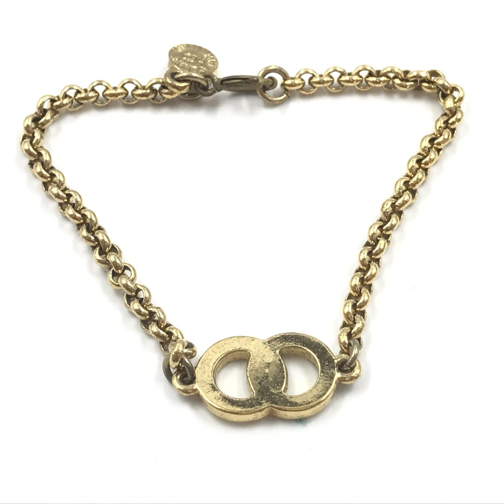 Gold Plated Chain Bracelet With Logo Charm