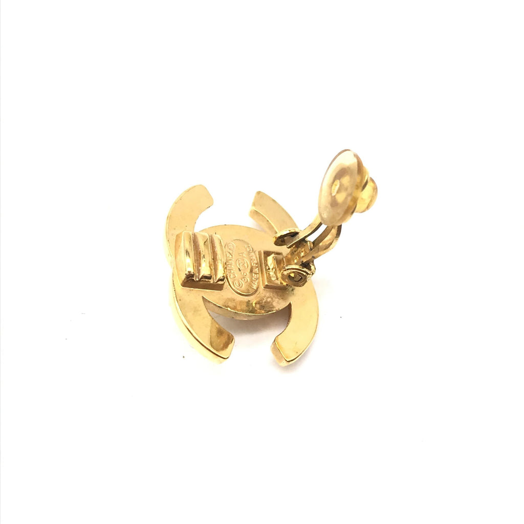 Gold PLated CC Turnlock Clip-On Earrings