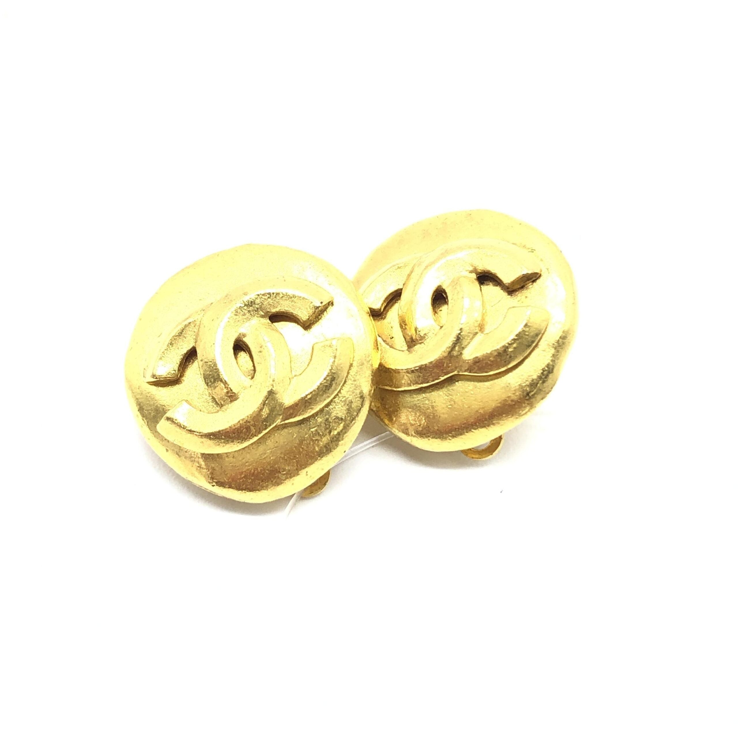 Gold Tone CC Clip-On Earrings