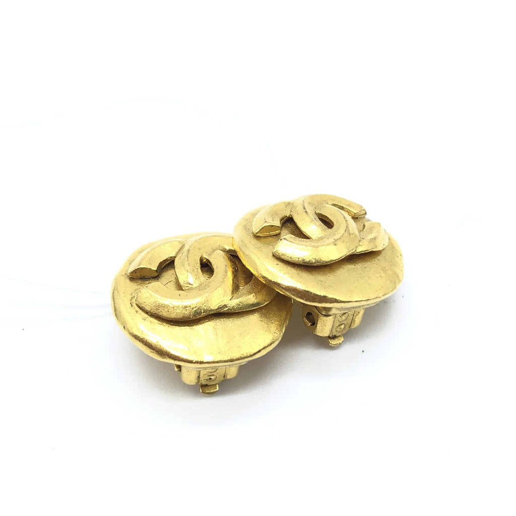 Gold Tone CC Clip-On Earrings