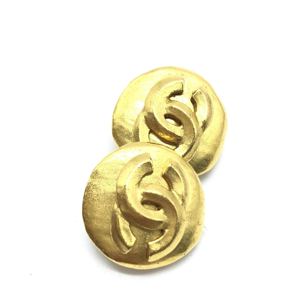Gold Tone CC Clip-On Earrings