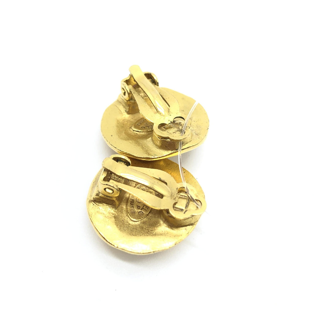 Gold Tone CC Clip-On Earrings