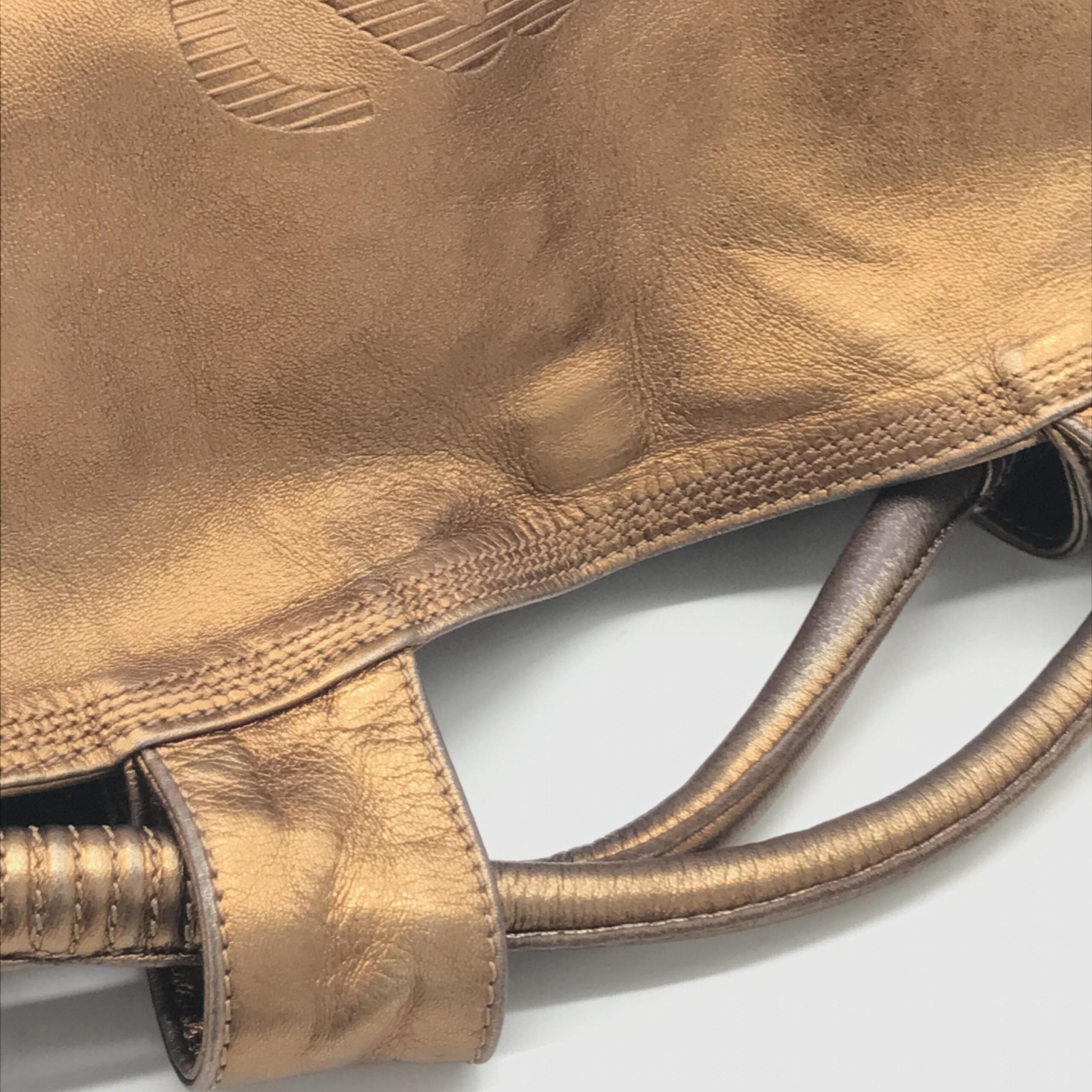 Metallic Bronze Nappa Aire Beige Shoulder Bag