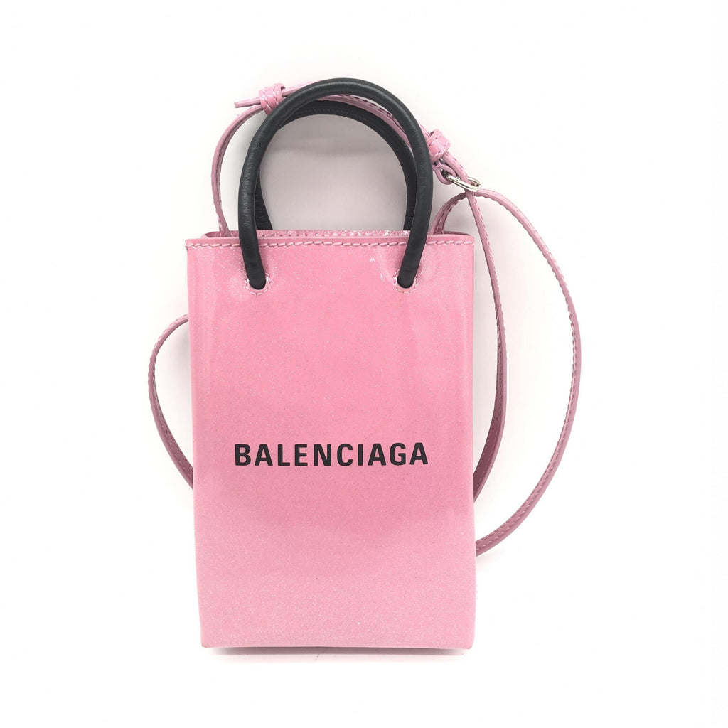 Pink Glitter Shopping Phone Holder Bag