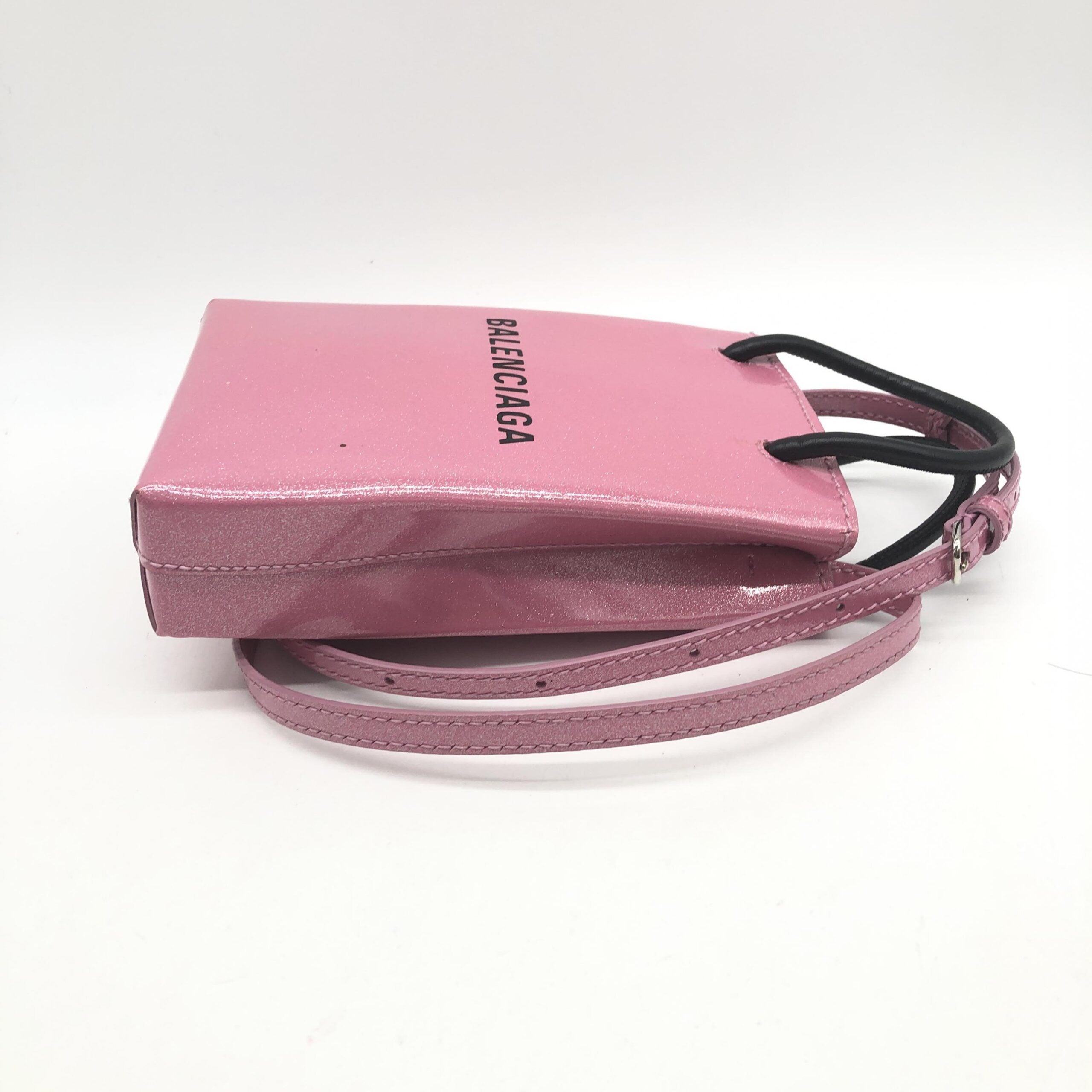 Pink Glitter Shopping Phone Holder Bag