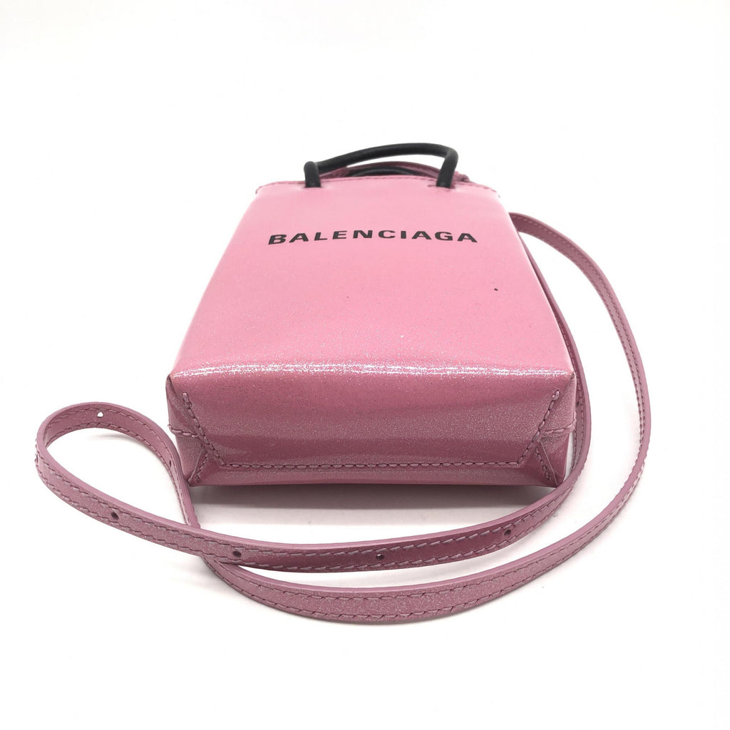 Pink Glitter Shopping Phone Holder Bag