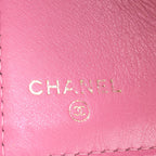 Pink Leather Quilted Flap Wallet