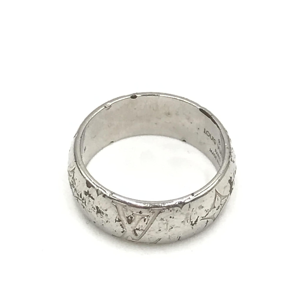 Silver-Tone Monogram Band Ring