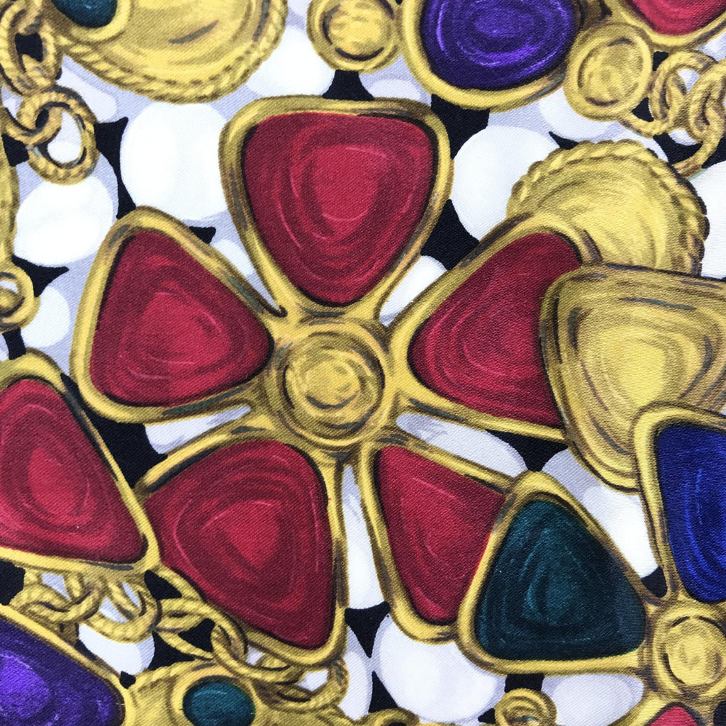 Silk Scarf With Vibrant Jewelry Print