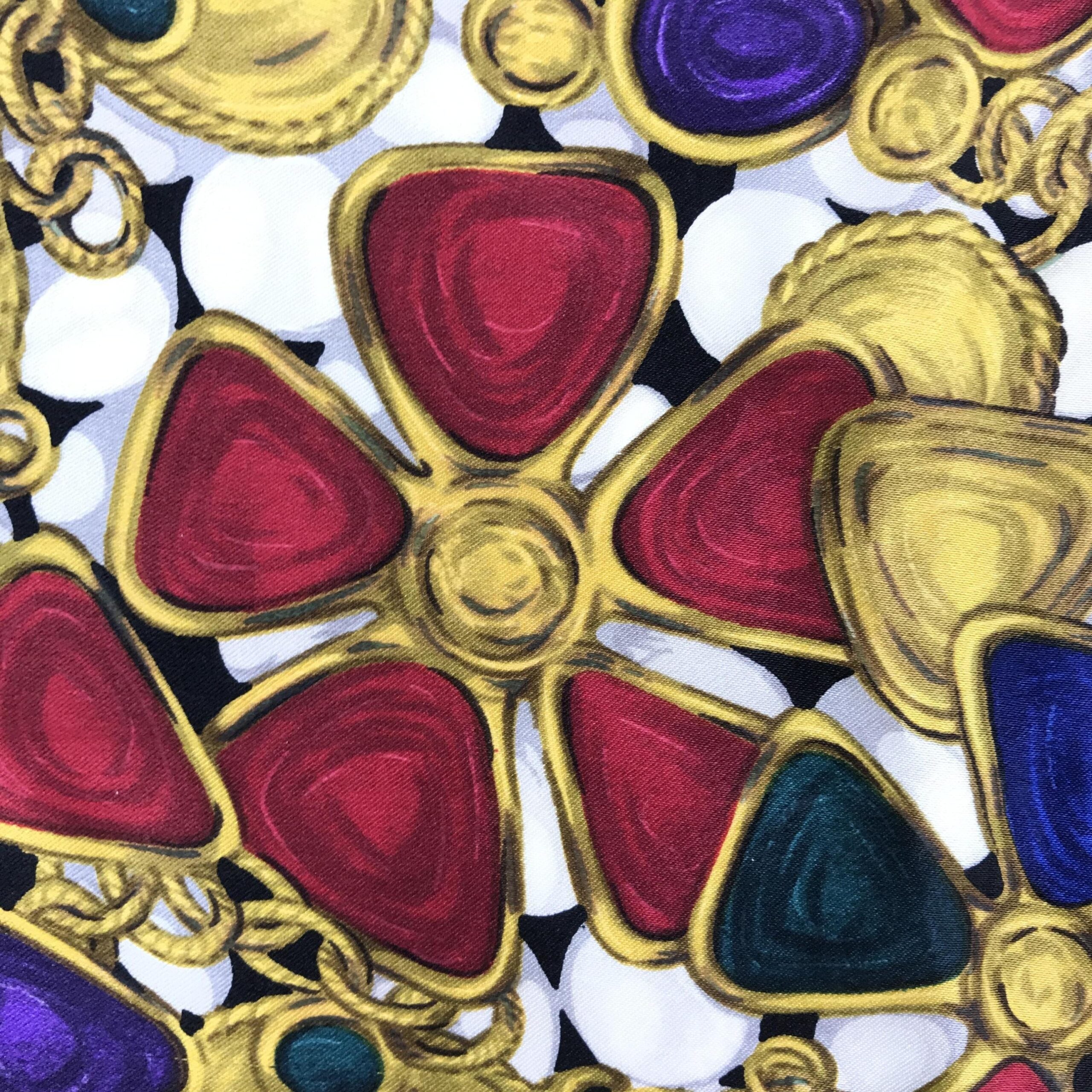 Silk Scarf With Vibrant Jewelry Print