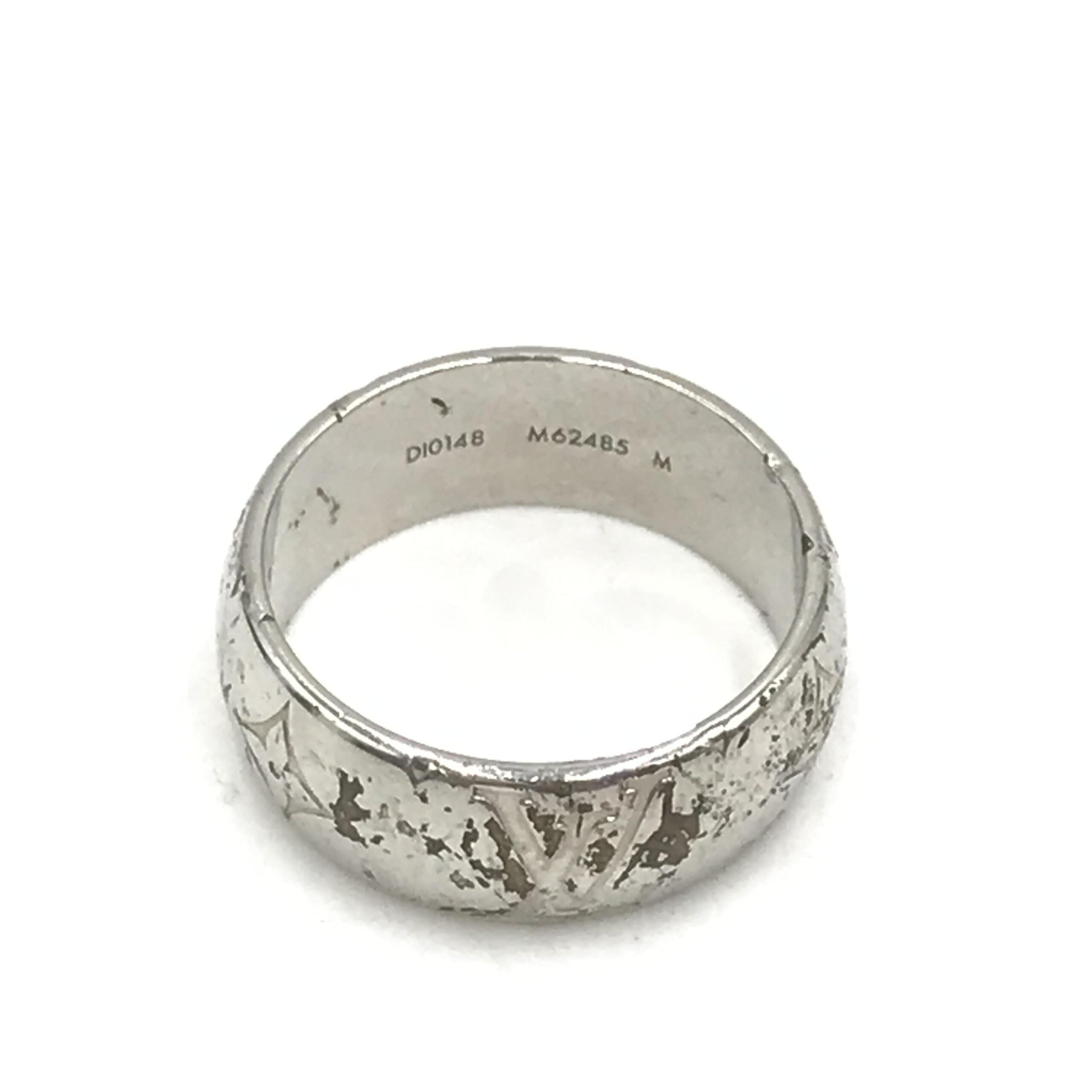 Silver-Tone Monogram Band Ring