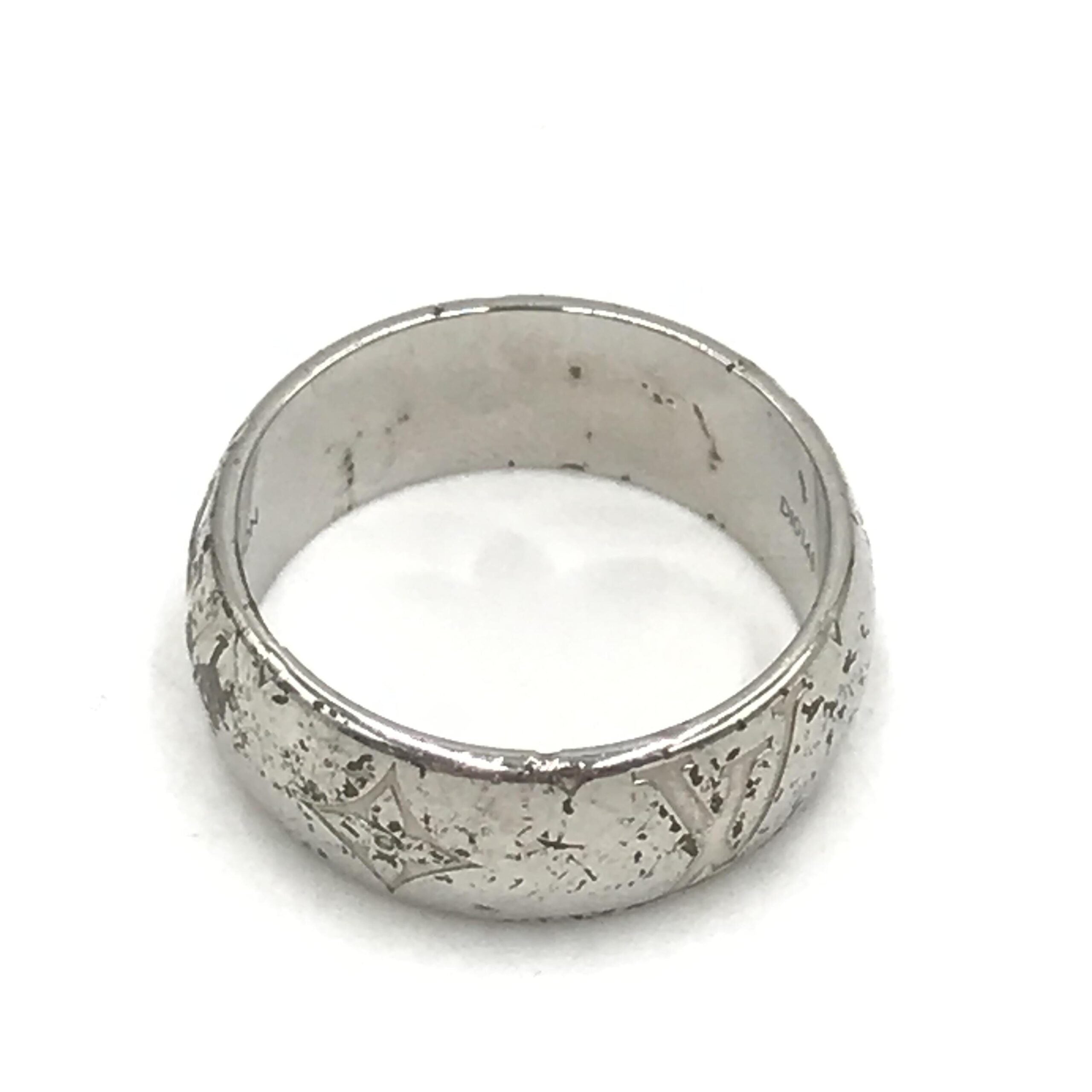 Silver-Tone Monogram Band Ring