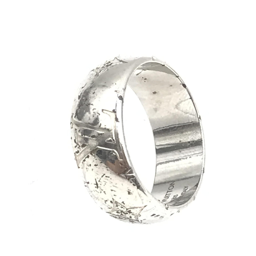 Silver-Tone Monogram Band Ring