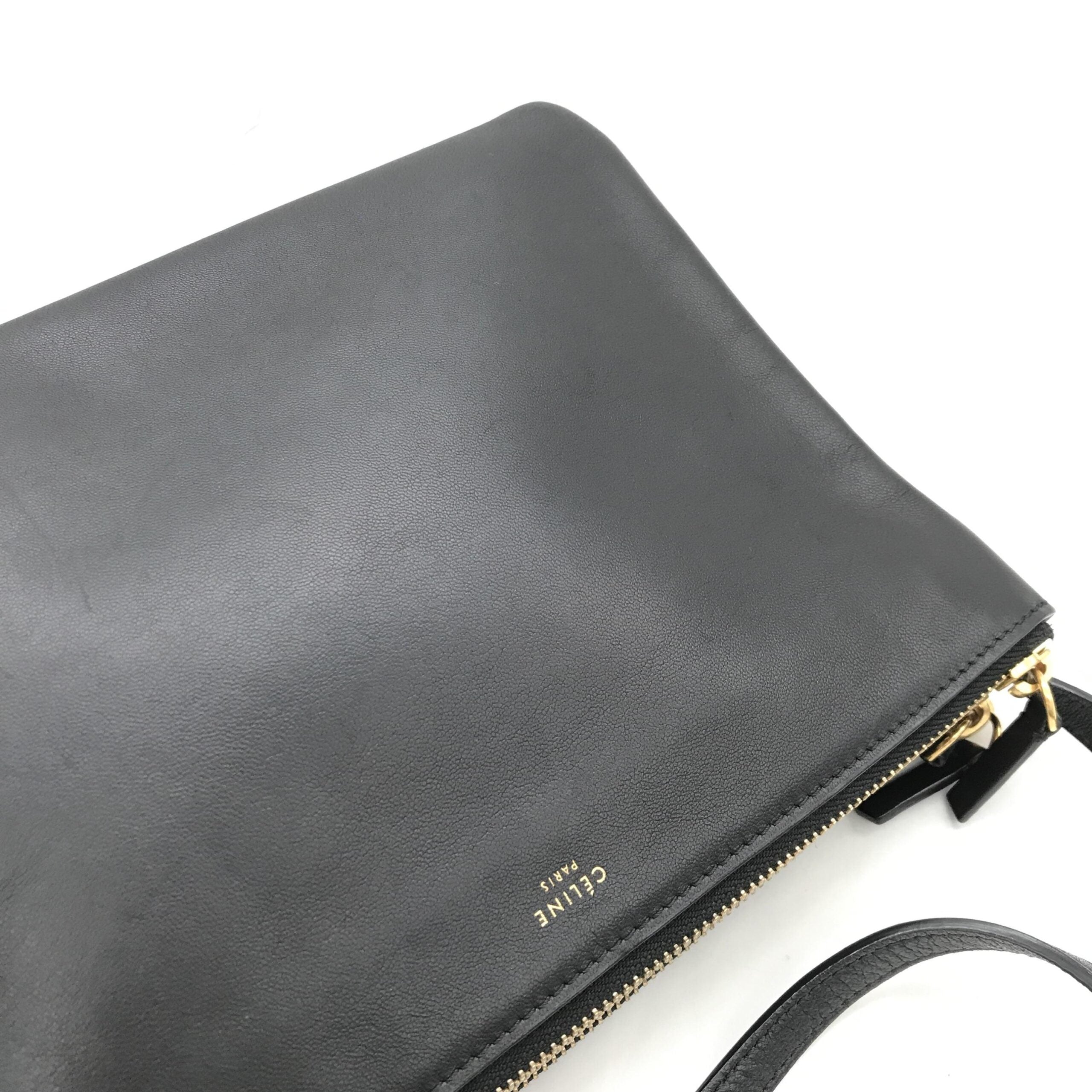Trio Black Leather Shoulder Bag