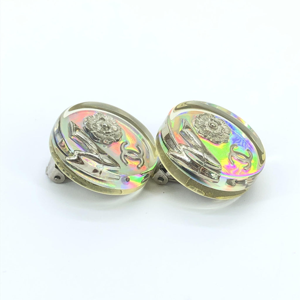 Vintage Holographic Logo Clip-On Earrings