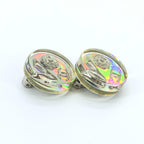 Vintage Holographic Logo Clip-On Earrings