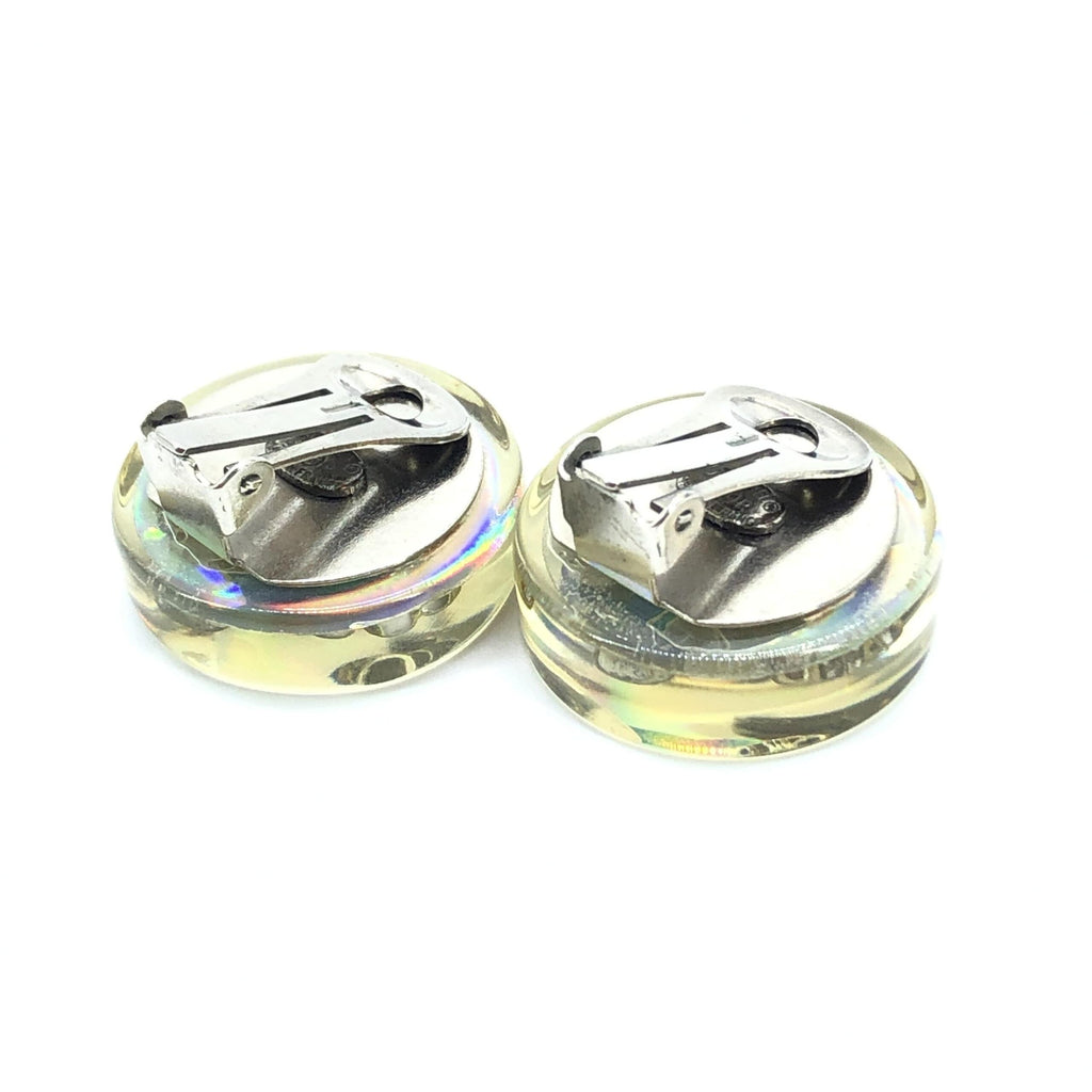 Vintage Holographic Logo Clip-On Earrings