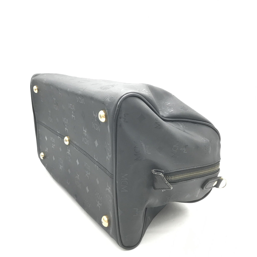 MCM Black Visetos Monogram Boston Bag