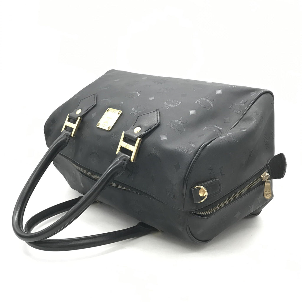 MCM Black Visetos Monogram Boston Bag