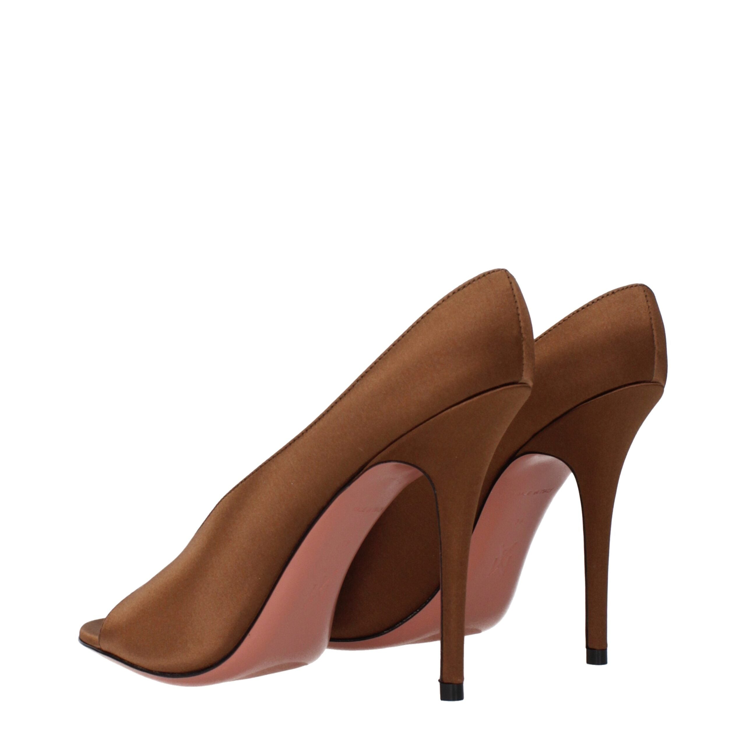 Brown Satin High Heel Pumps