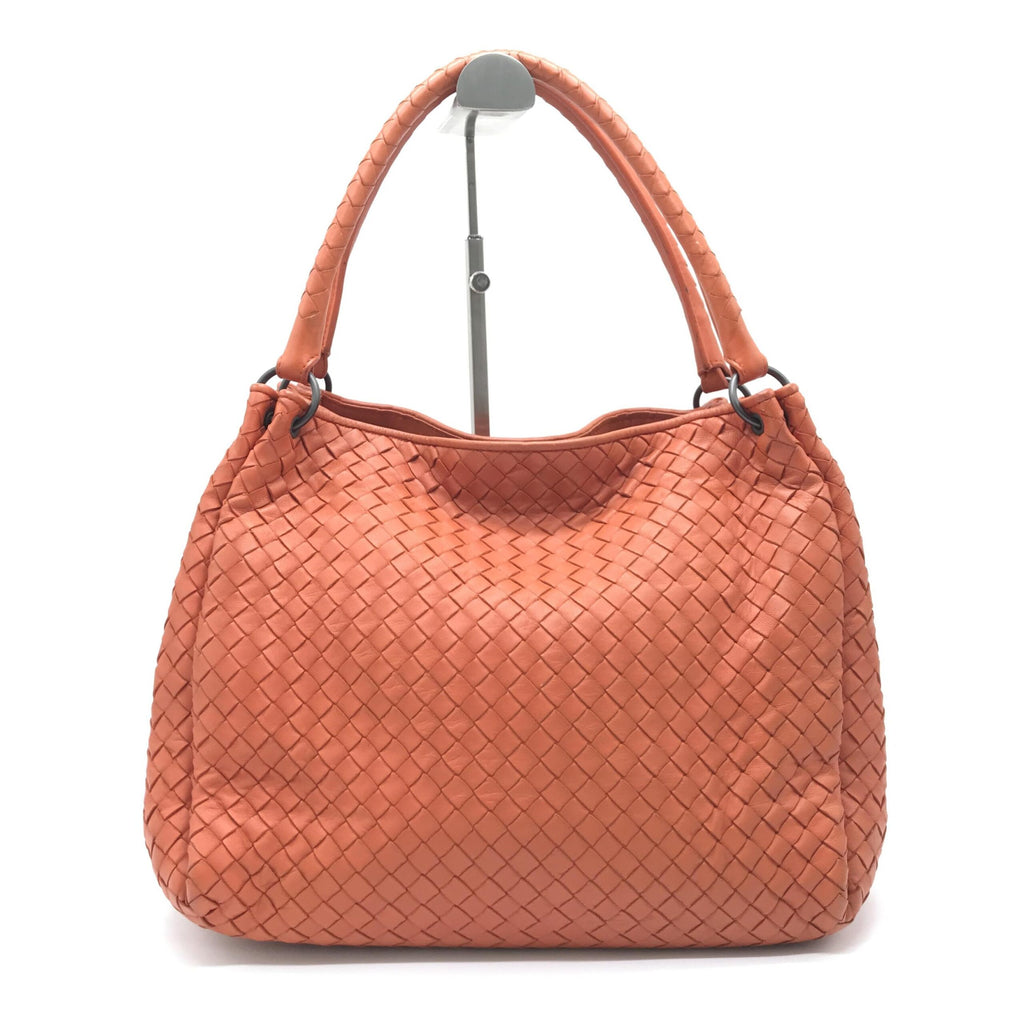 Intrecciato Leather Hobo Bag In Orange