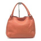 Intrecciato Leather Hobo Bag In Orange