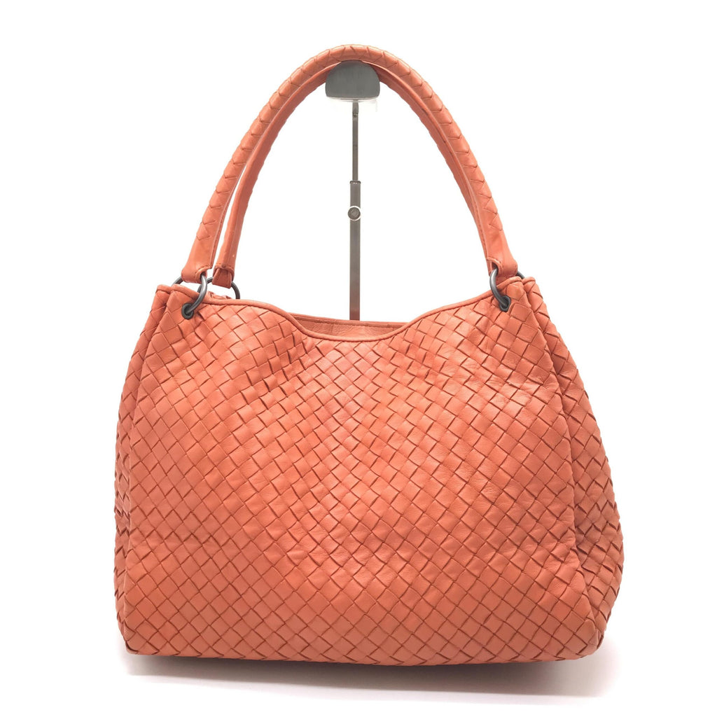 Intrecciato Leather Hobo Bag In Orange