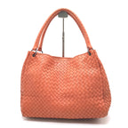 Intrecciato Leather Hobo Bag In Orange