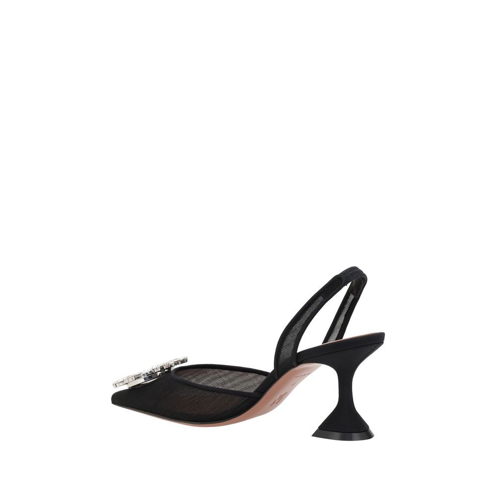 Black Polyester High Heel Pumps