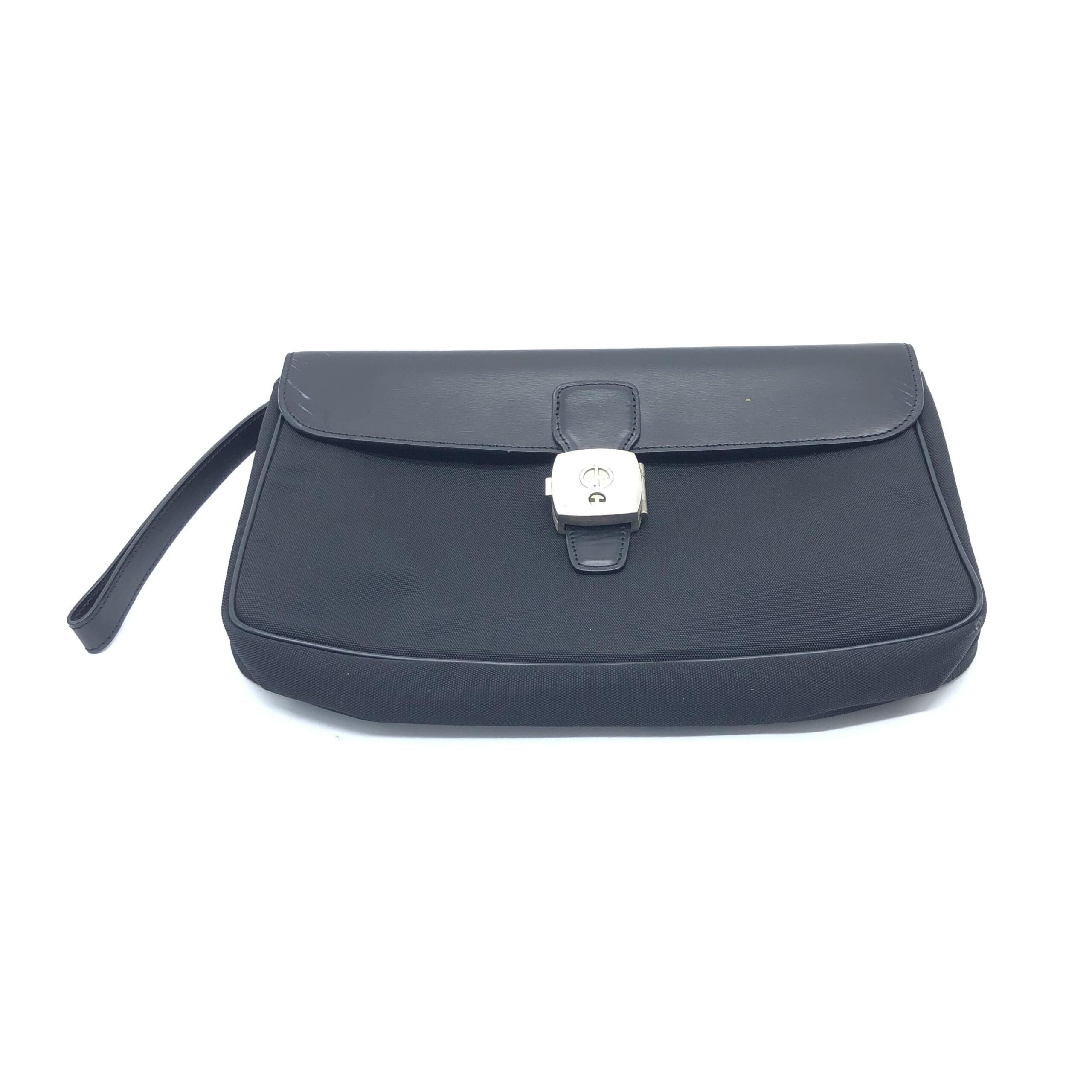 Black Leather Clutch Bag