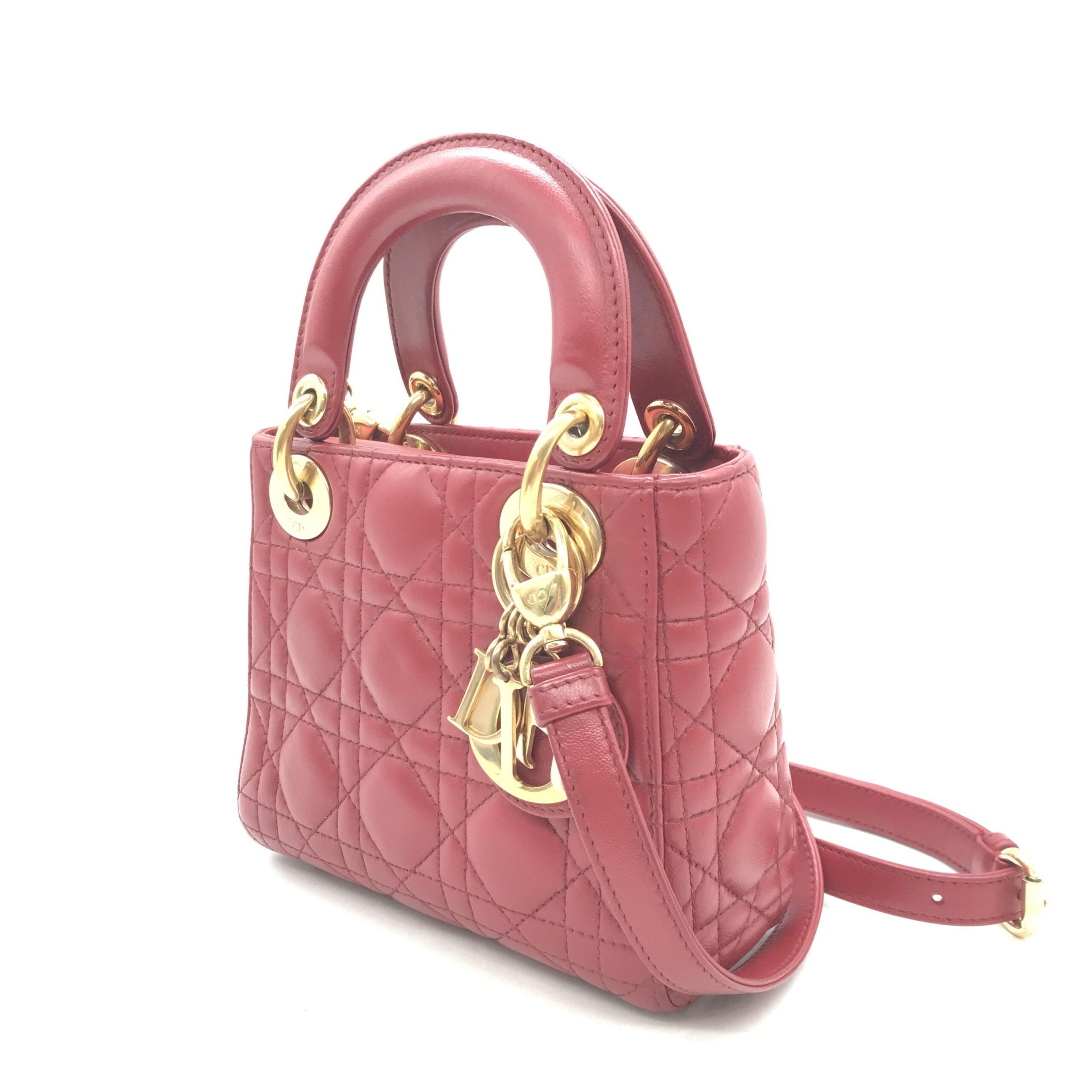 Mini Lady Dior Handbag In Pink