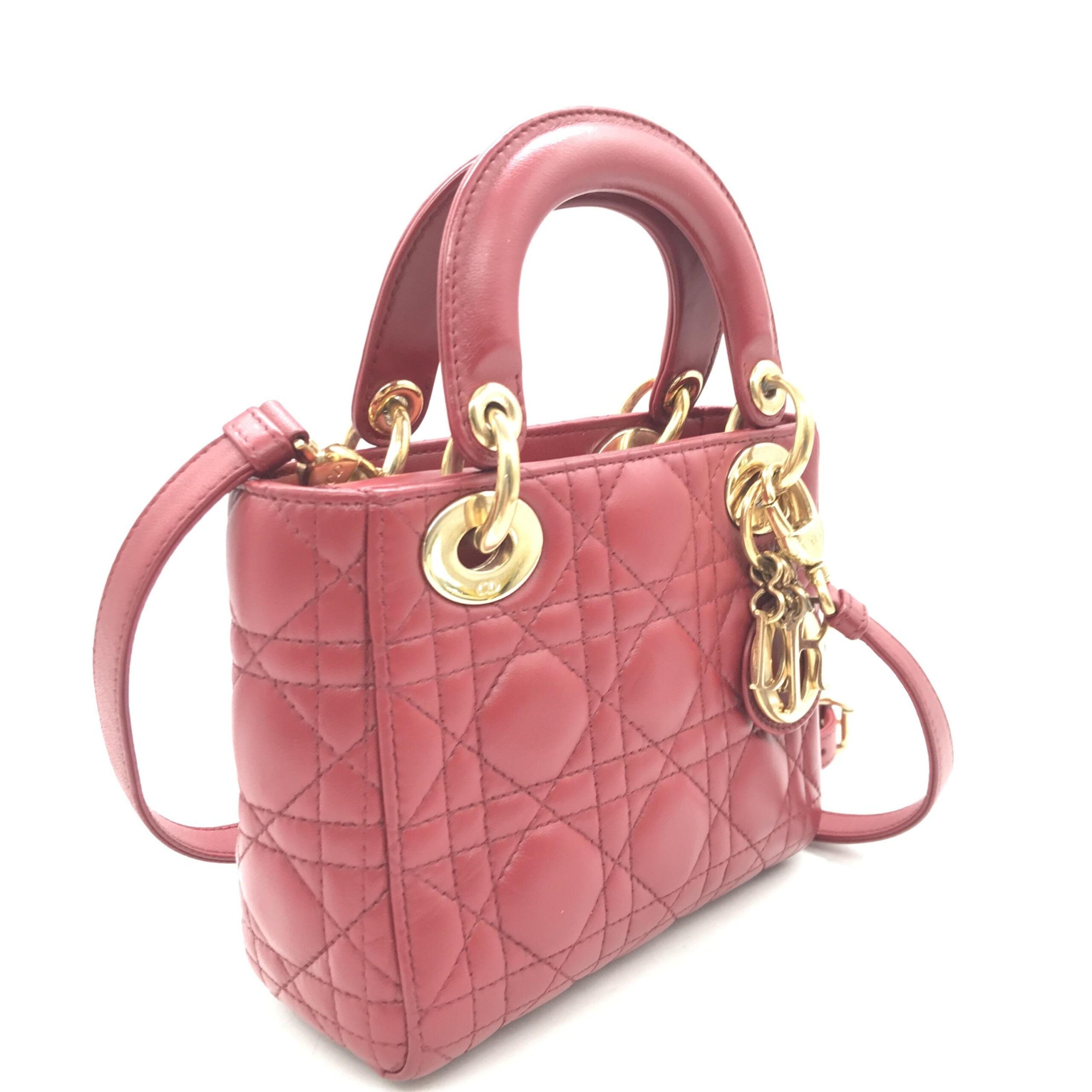 Mini Lady Dior Handbag In Pink
