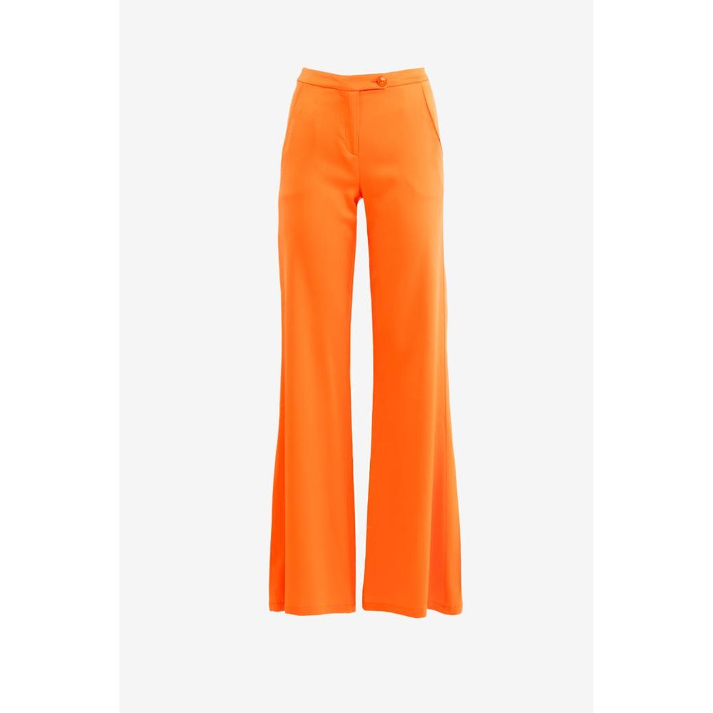Orange Viscose Casual Pants