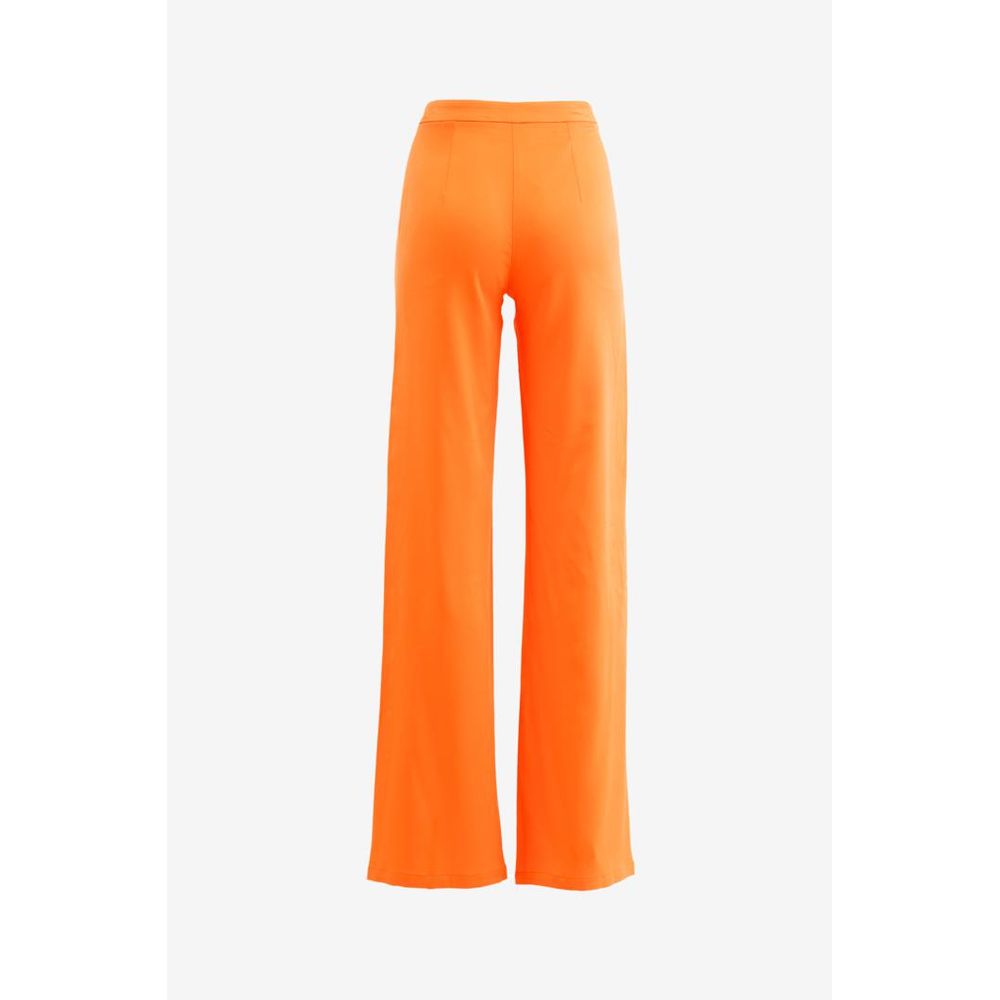 Orange Viscose Casual Pants