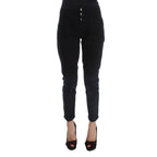 Black Cotton Cropped Jeans