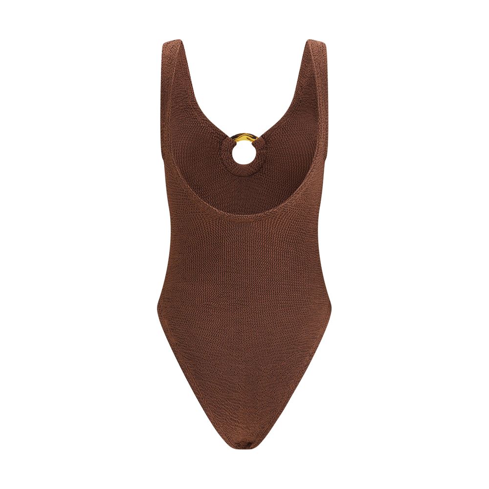 Brown Polyamide One-Piece Swimsuit