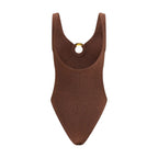 Brown Polyamide One-Piece Swimsuit
