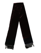 Black Red Rayon Geometric Pattern Fringe 140cm X 16cm  Scarf