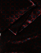 Black Red Rayon Geometric Pattern Fringe 140cm X 16cm  Scarf