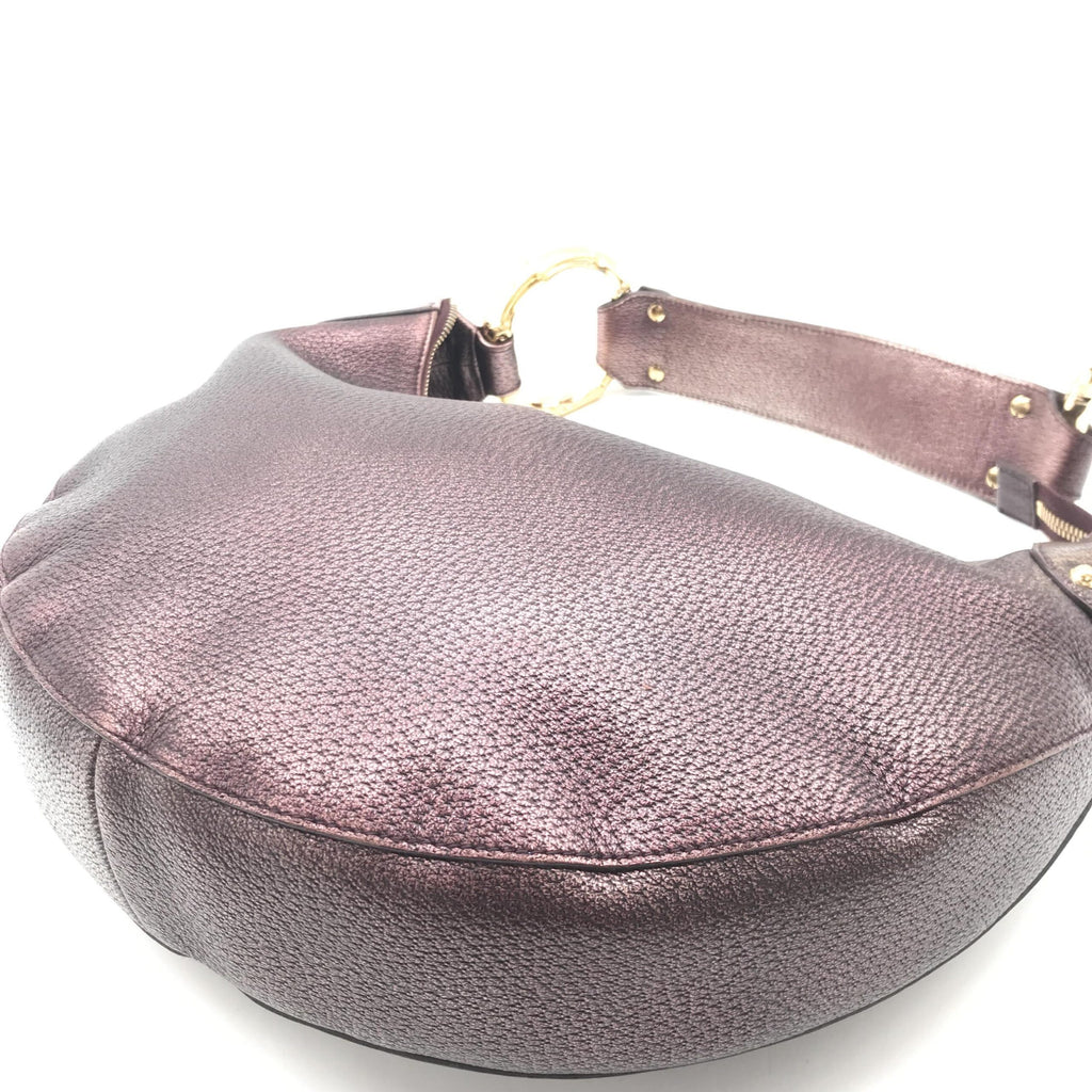 Metallic Leather Bamboo Ring Hobo Bag