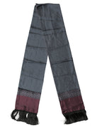 Bordeaux Silk Fringe Geometric Neck Wrap 142cm X 15cm  Scarf