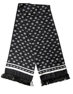Black Silk Crown Fringe Neck Wrap 173cm x 32.5cm Scarf