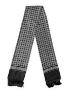 Black White Silk Geometric Neck Wrap 142cm X 15cm Scarf