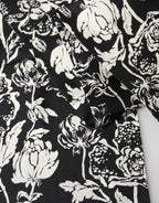 Black White Silk Floral Print Fringe 136cm X 15.5cm  Scarf